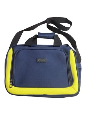 CHAPS Messenger Bag Adjustable Strap Pockets Classic in Navy / Yellow